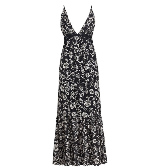 RAMY BROOK Ingrid Floral Print Eyelet Lace Cotton Cut-Out 
Maxi Dress size 6 NEW - Picture 4 of 9